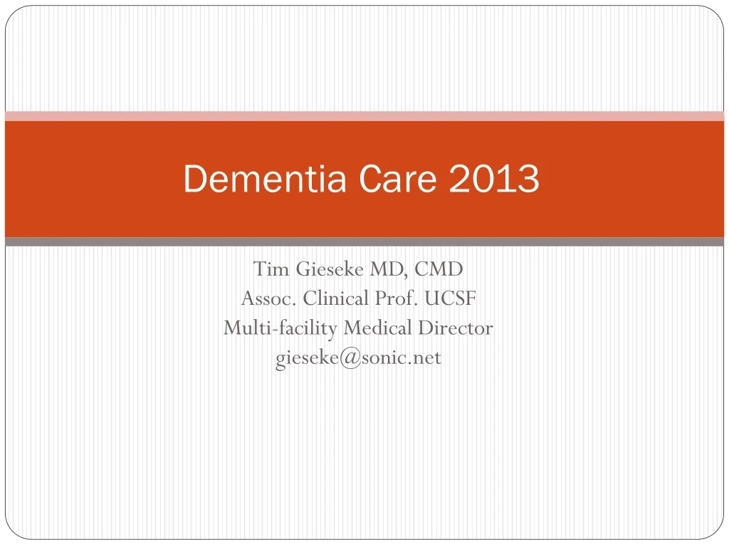 dementia care 2013