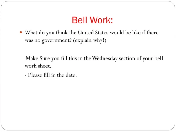 Bell Work: