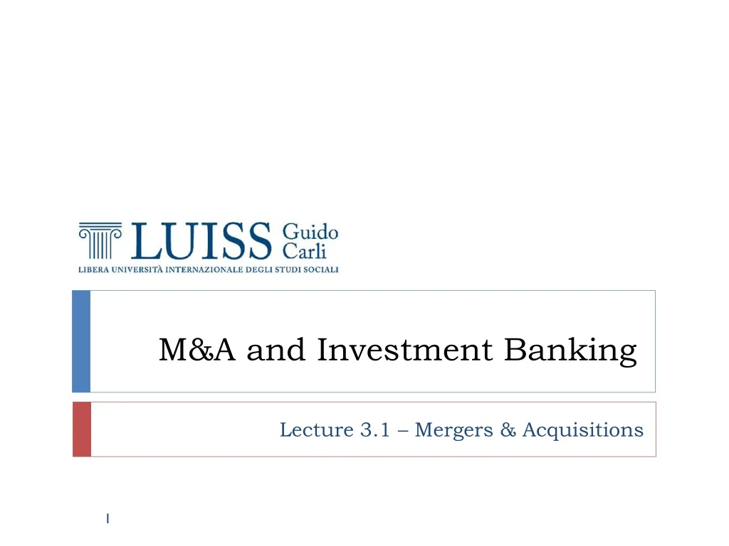 m a and investment banking