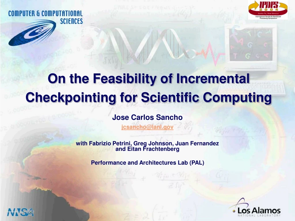 on the feasibility of incremental checkpointing for scientific computing