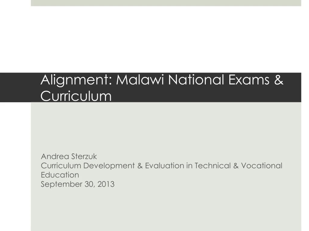 alignment malawi national exams curriculum