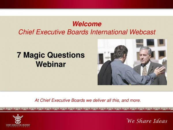 Welcome Chief Executive Boards International Webcast