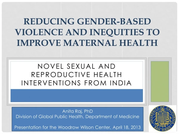 Reducing Gender-Based Violence and Inequities to Improve Maternal Health