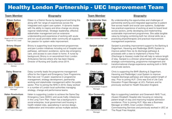 Healthy London Partnership - UEC Improvement Team