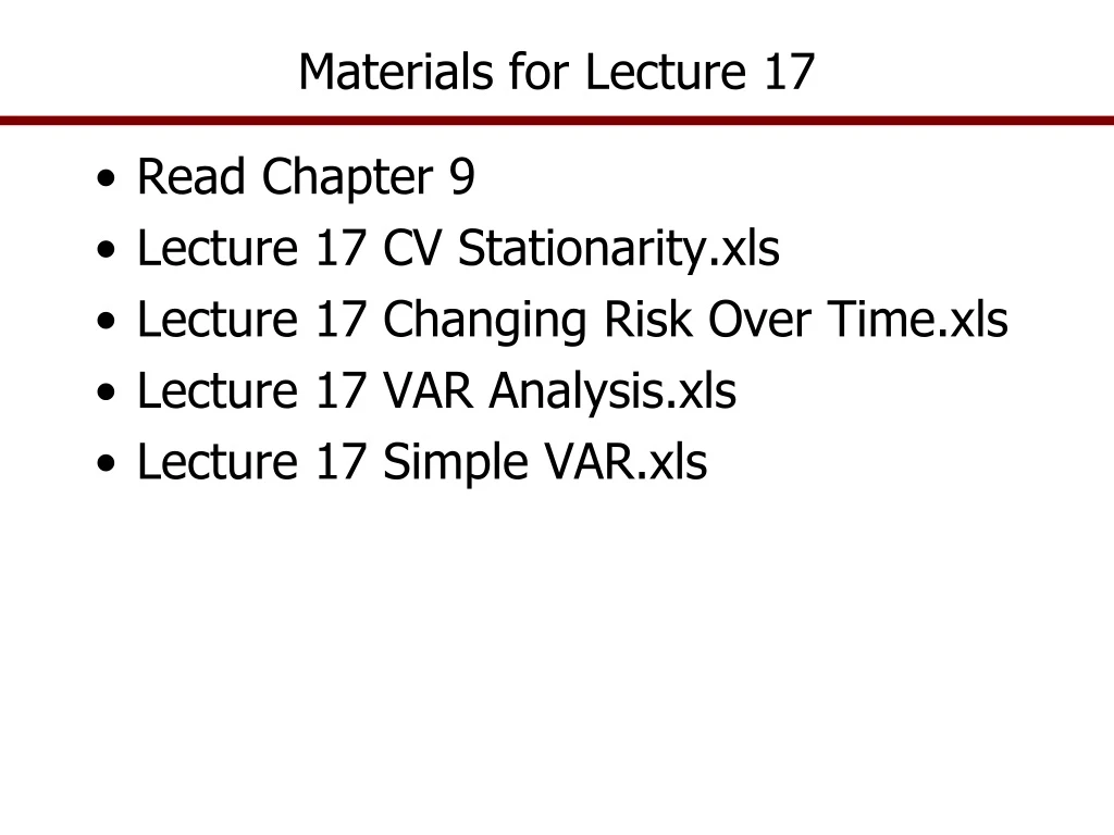 materials for lecture 17