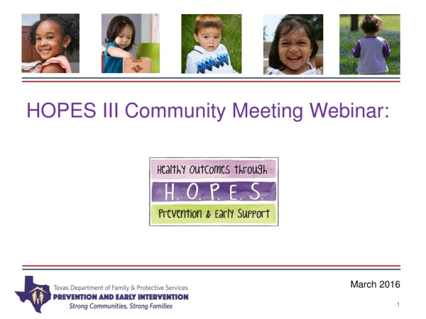 HOPES III Community Meeting Webinar: