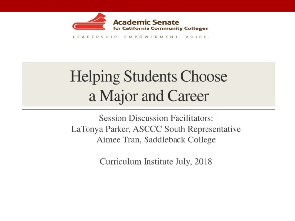 Helping Students Choose a Major and Career