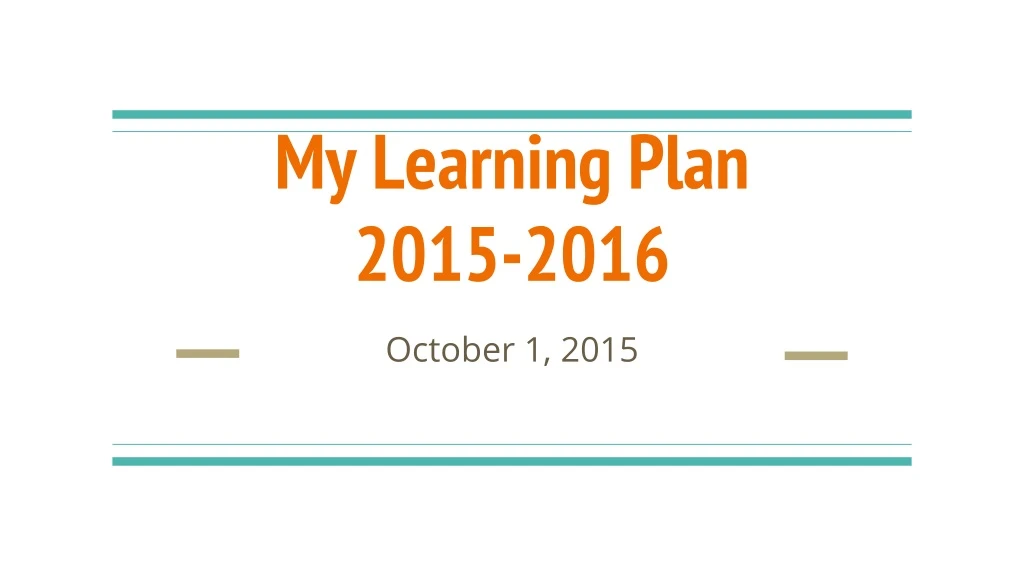 my learning plan 2015 2016