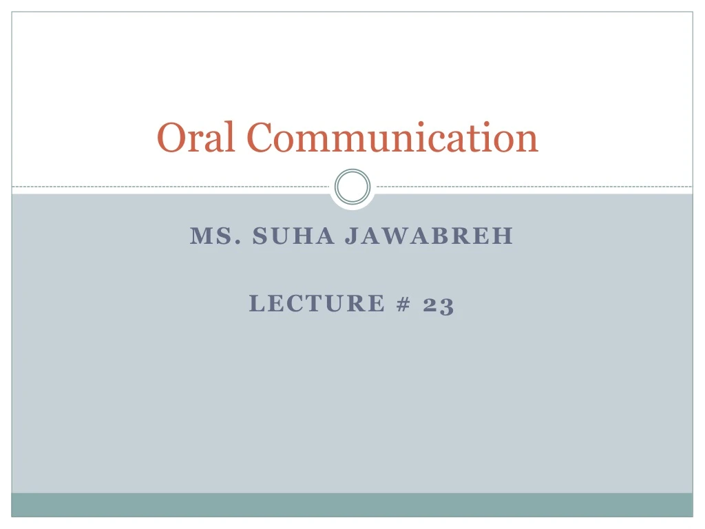 oral communication