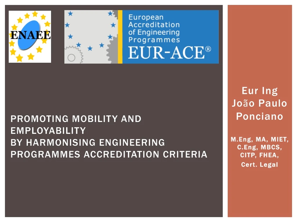 promoting mobility and employability by harmonising engineering programmes accreditation criteria