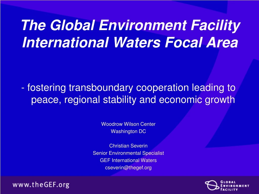 the global environment facility international waters focal area