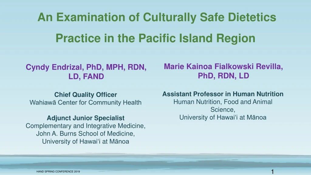 an examination of culturally safe dietetics practice in the pacific island region