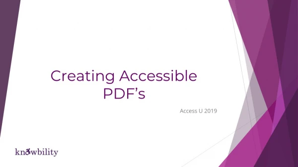 Creating Accessible PDF’s
