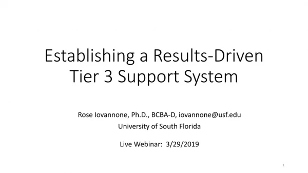 Establishing a Results-Driven Tier 3 Support System