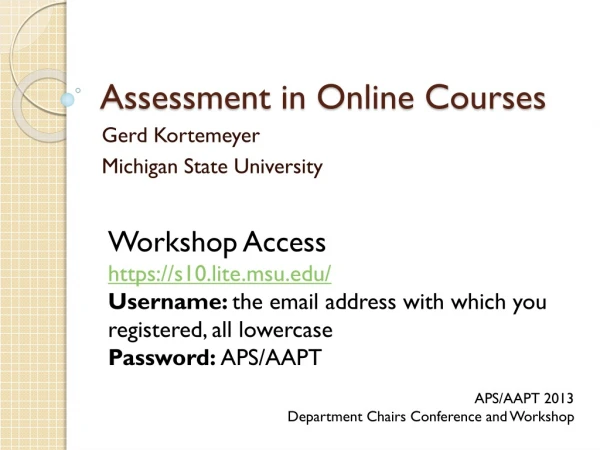 Assessment in Online Courses