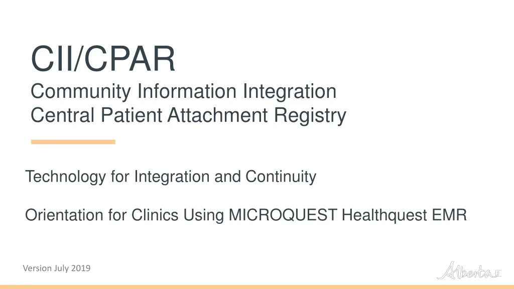 cii cpar community information integration central patient attachment registry