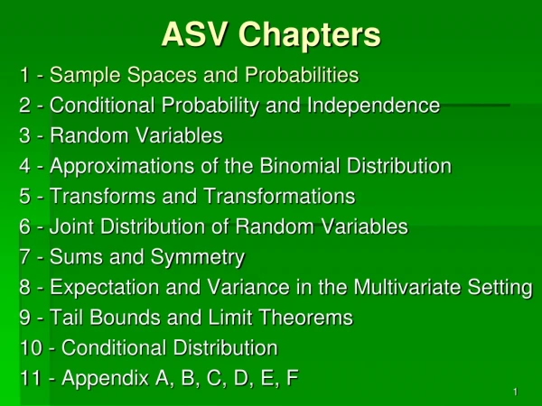 1 - Sample Spaces and Probabilities 2 - Conditional Probability and Independence