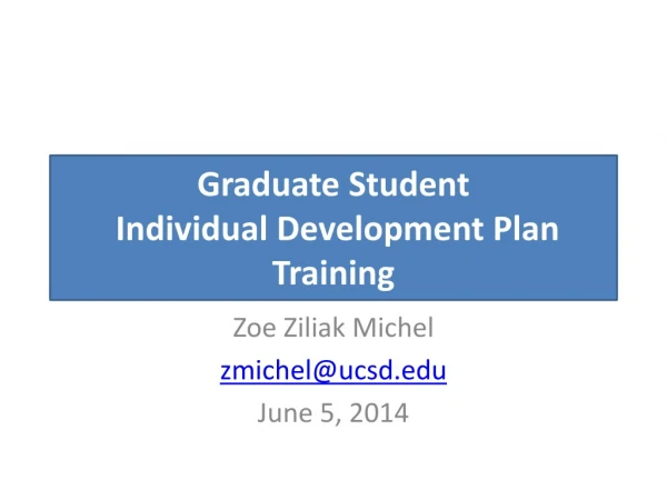 Graduate Student Individual Development Plan Training