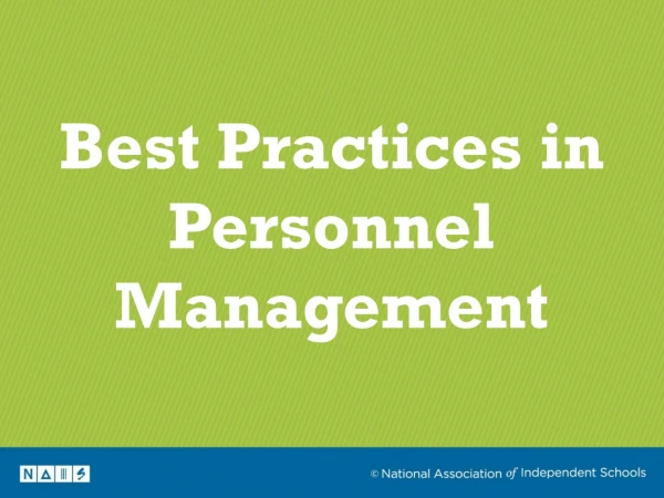 Best Practices in Personnel Management