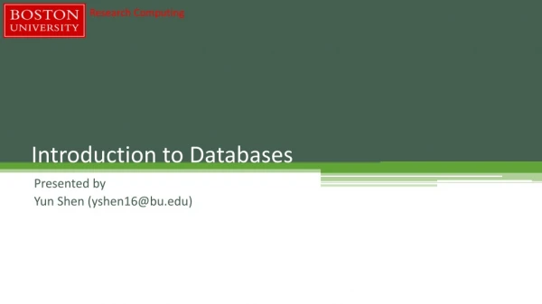 Introduction to Databases