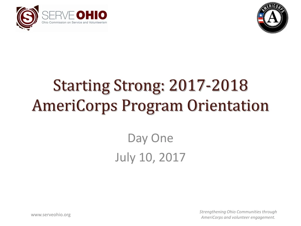 starting strong 2017 2018 americorps program orientation