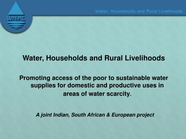 Water, Households and Rural Livelihoods