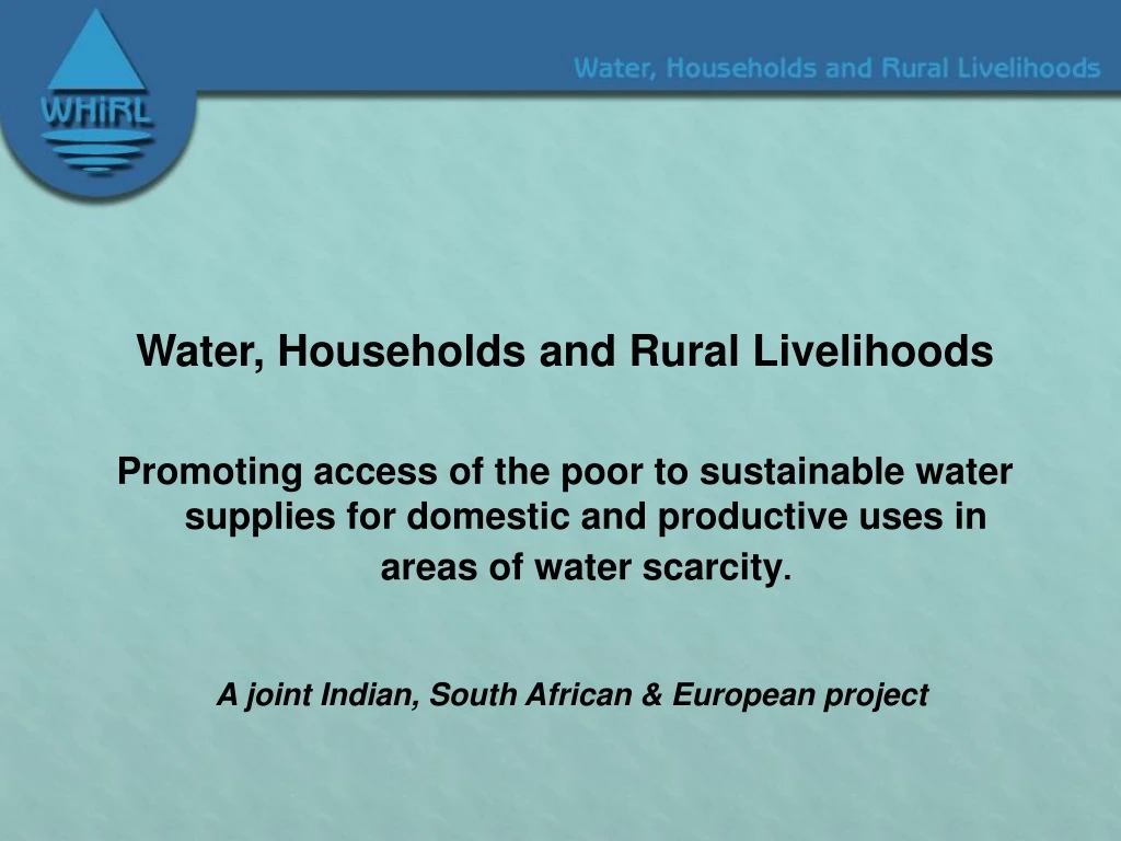 water households and rural livelihoods promoting