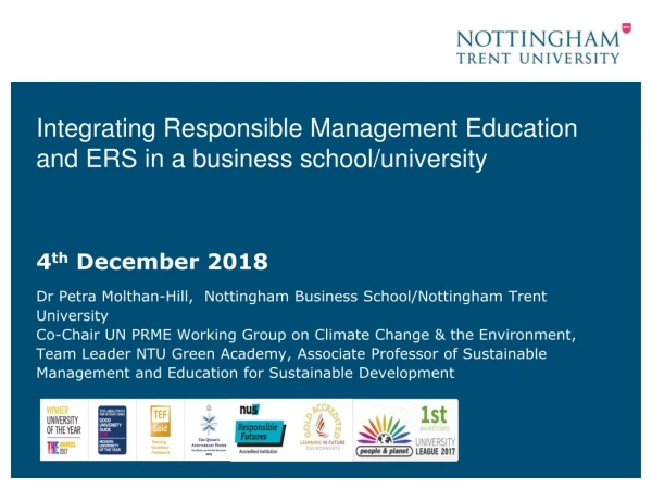 Integrating Responsible Management Education and ERS in a business school/university