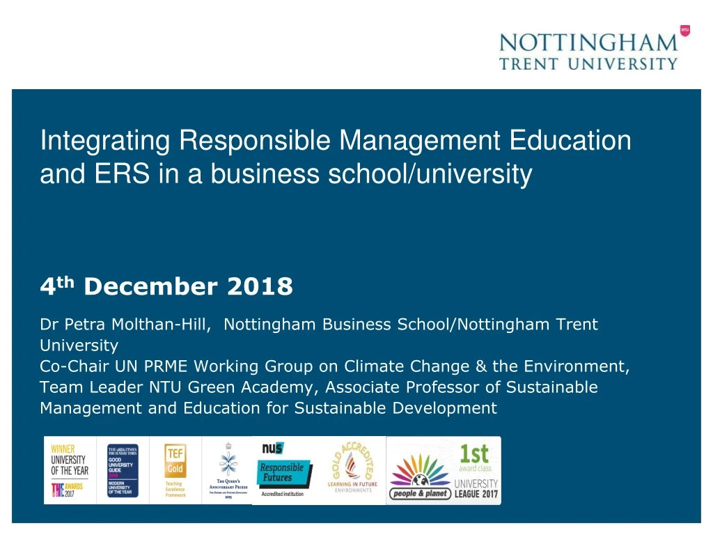 integrating responsible management education and ers in a business school university