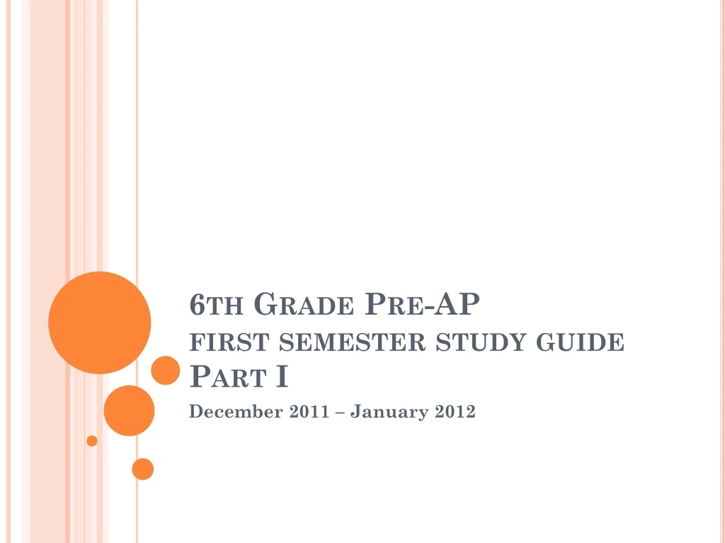 6th grade pre ap first semester study guide part i