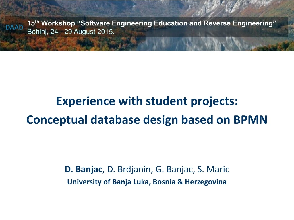 experience with student projects conceptual database design based on bpmn