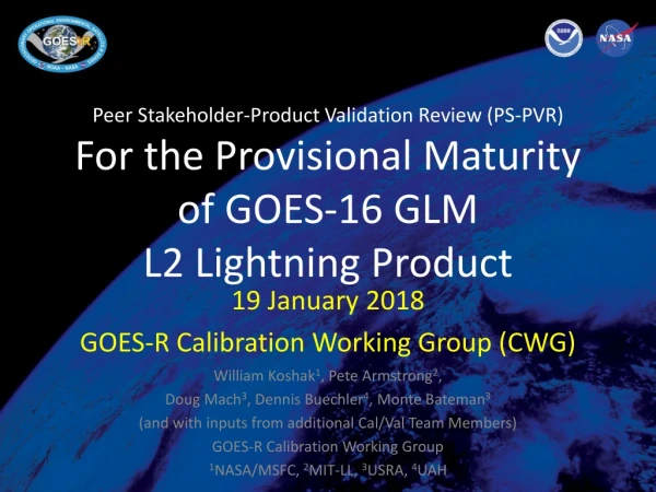 19 January 2018 GOES-R Calibration Working Group (CWG)
