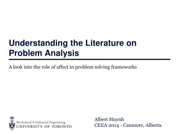 Understanding the Literature on Problem Analysis