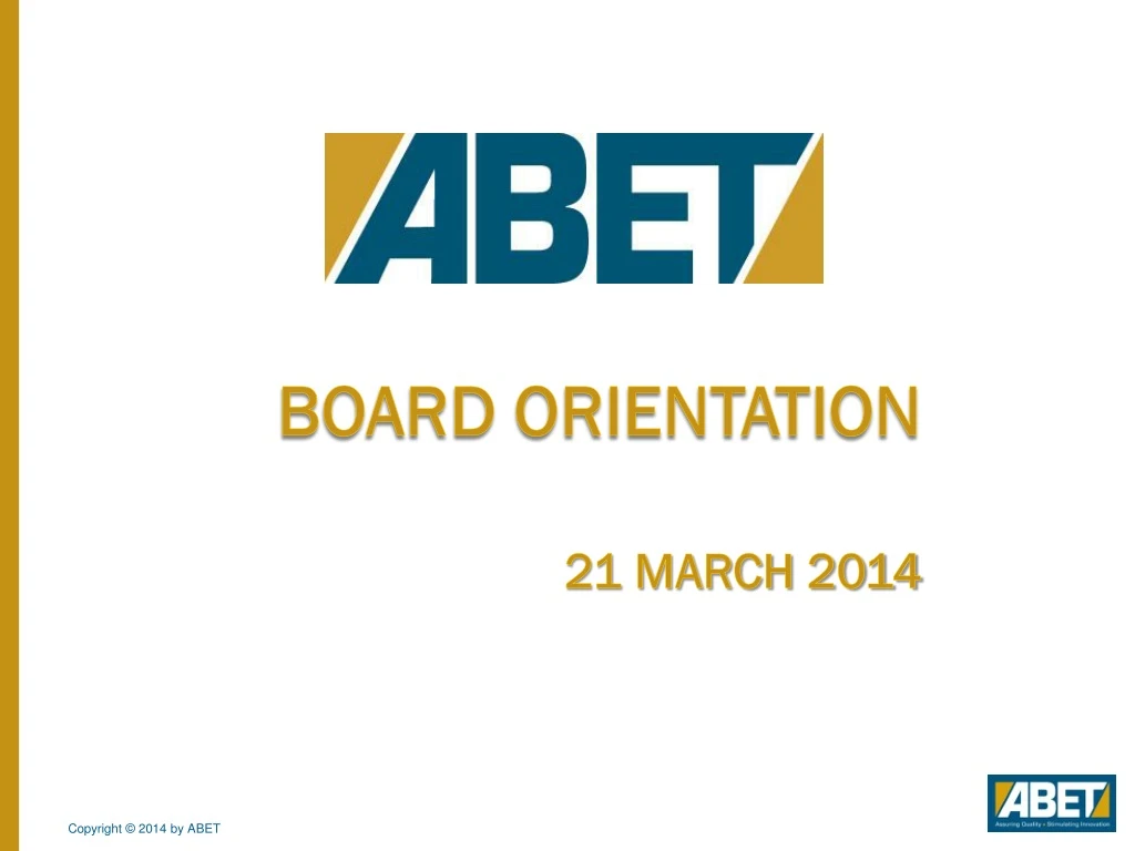board orientation 21 march 2014