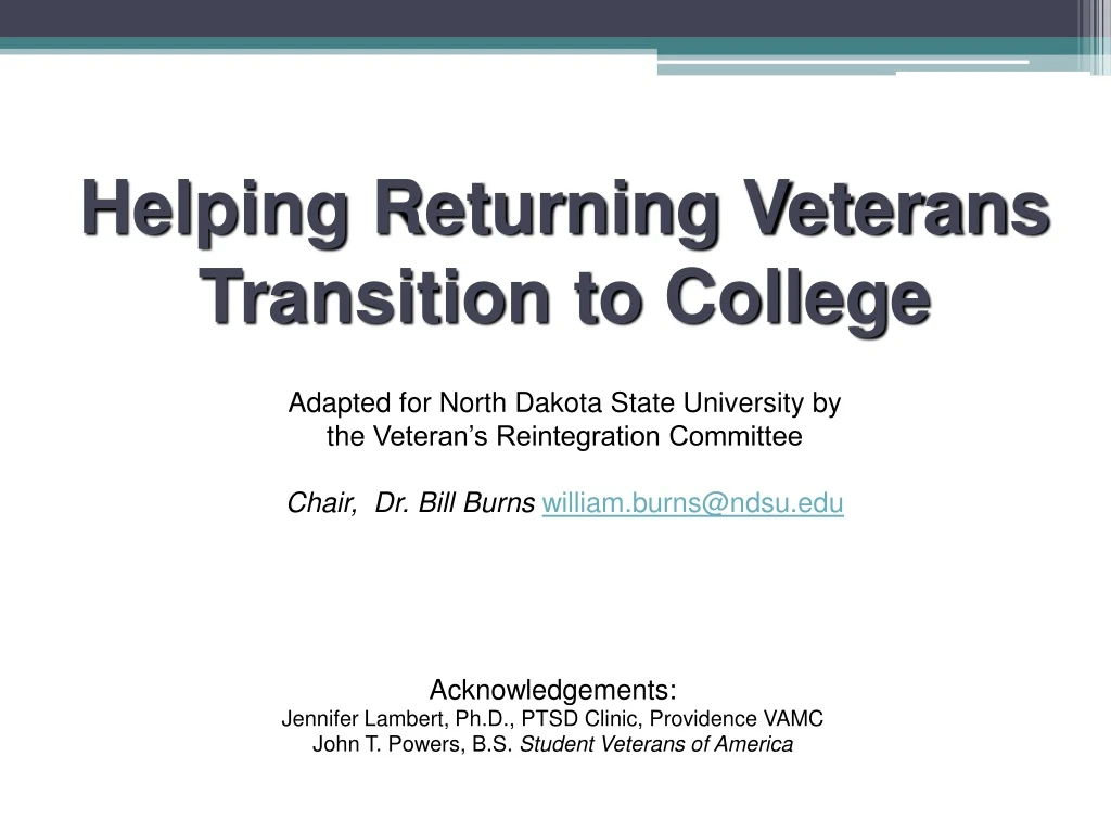 helping returning veterans transition to college