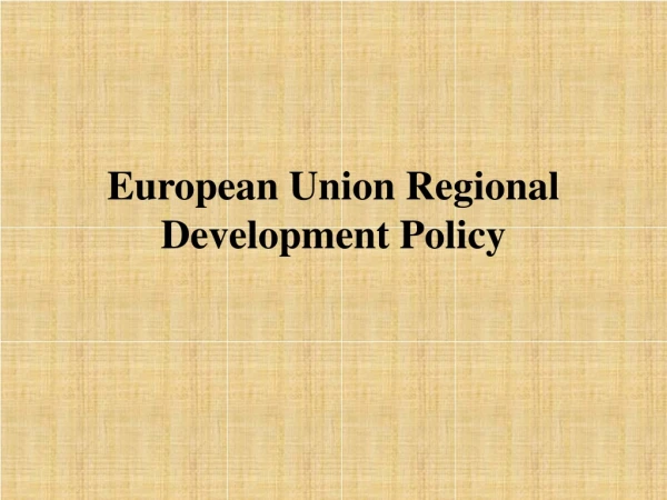 European Union Regional Development Policy