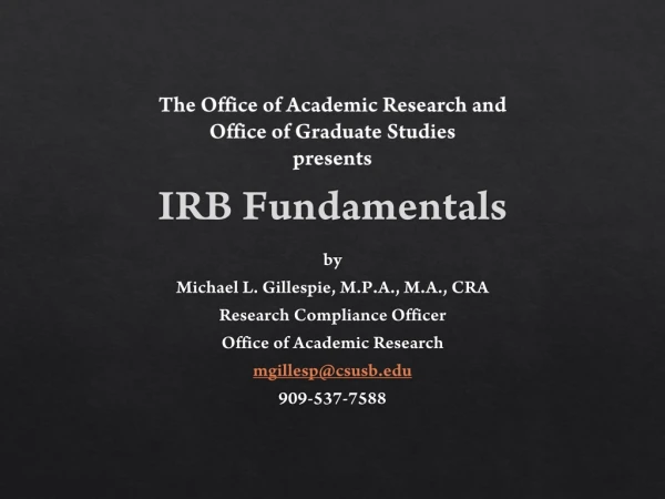 IRB Fundamentals