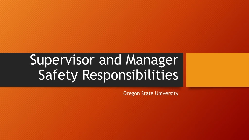 supervisor and manager safety responsibilities