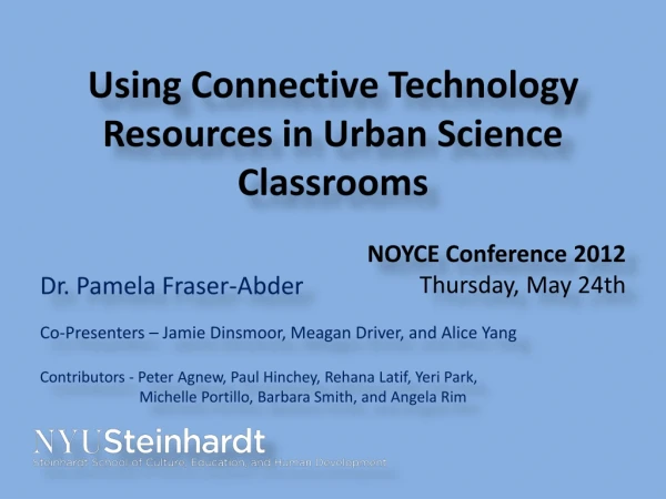 Using Connective Technology Resources in Urban Science Classrooms