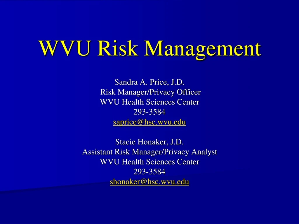 wvu risk management