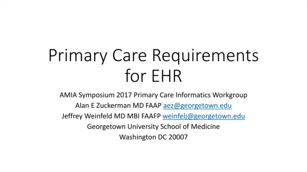 Primary Care Requirements for EHR