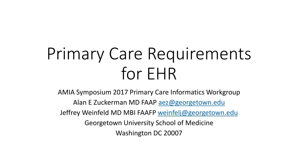 primary care requirements for ehr