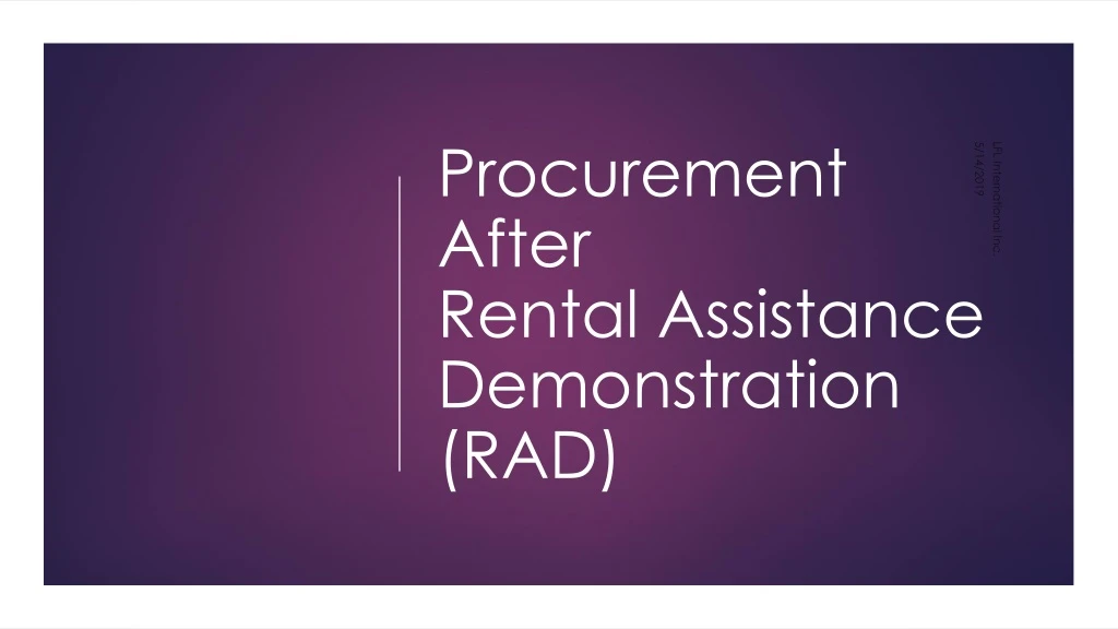 procurement after rental assistance demonstration rad
