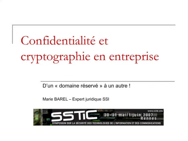 Confidentialit et cryptographie en entreprise