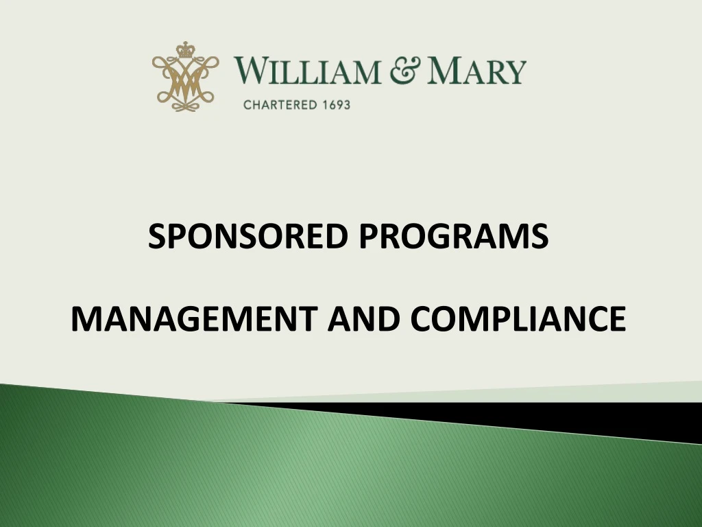 sponsored programs management and compliance