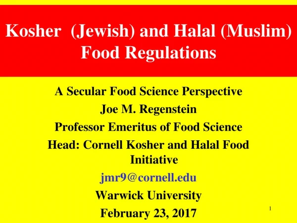 Kosher (Jewish) and Halal (Muslim) Food Regulations