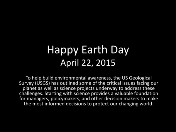 Happy Earth Day April 22, 2015