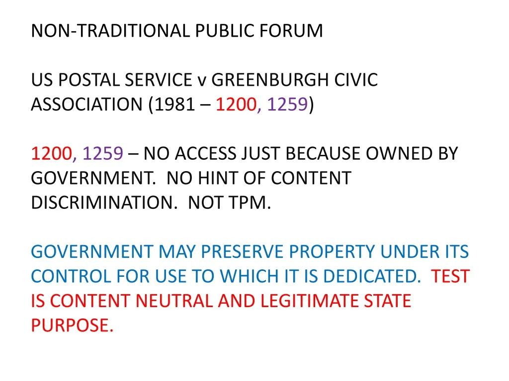 non traditional public forum us postal service