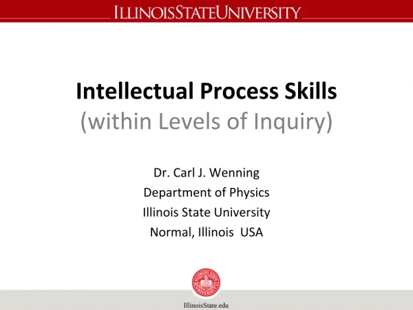 Intellectual Process Skills (within Levels of Inquiry)