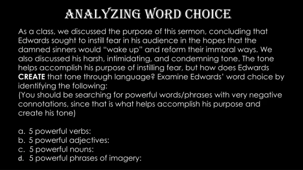 ANALYZING WORD CHOICE